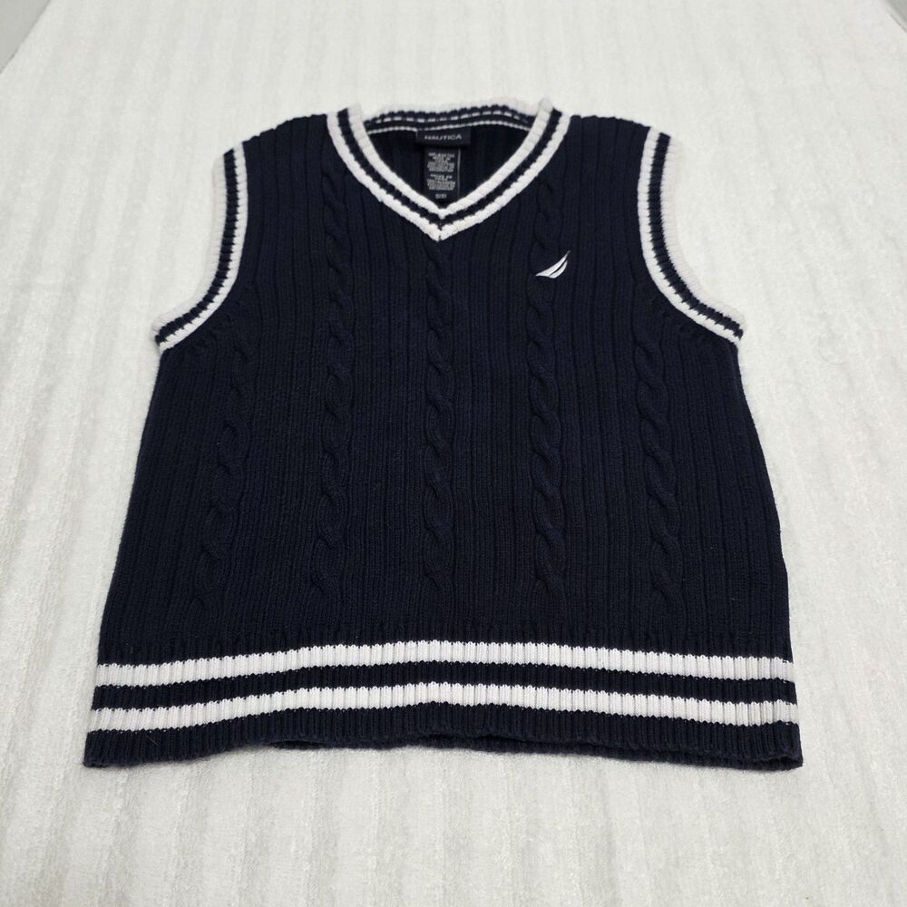 Nautica Sweater Vest Navy Blue & White Toddler Size Small/5